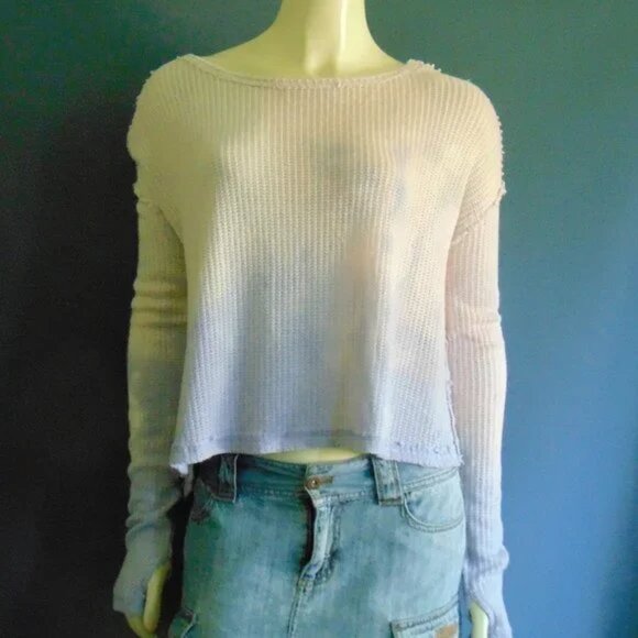 We The Free NWT Smokewash Hacci Moonstone Purple Ombre Crop Sweater S - Picture 4 of 10